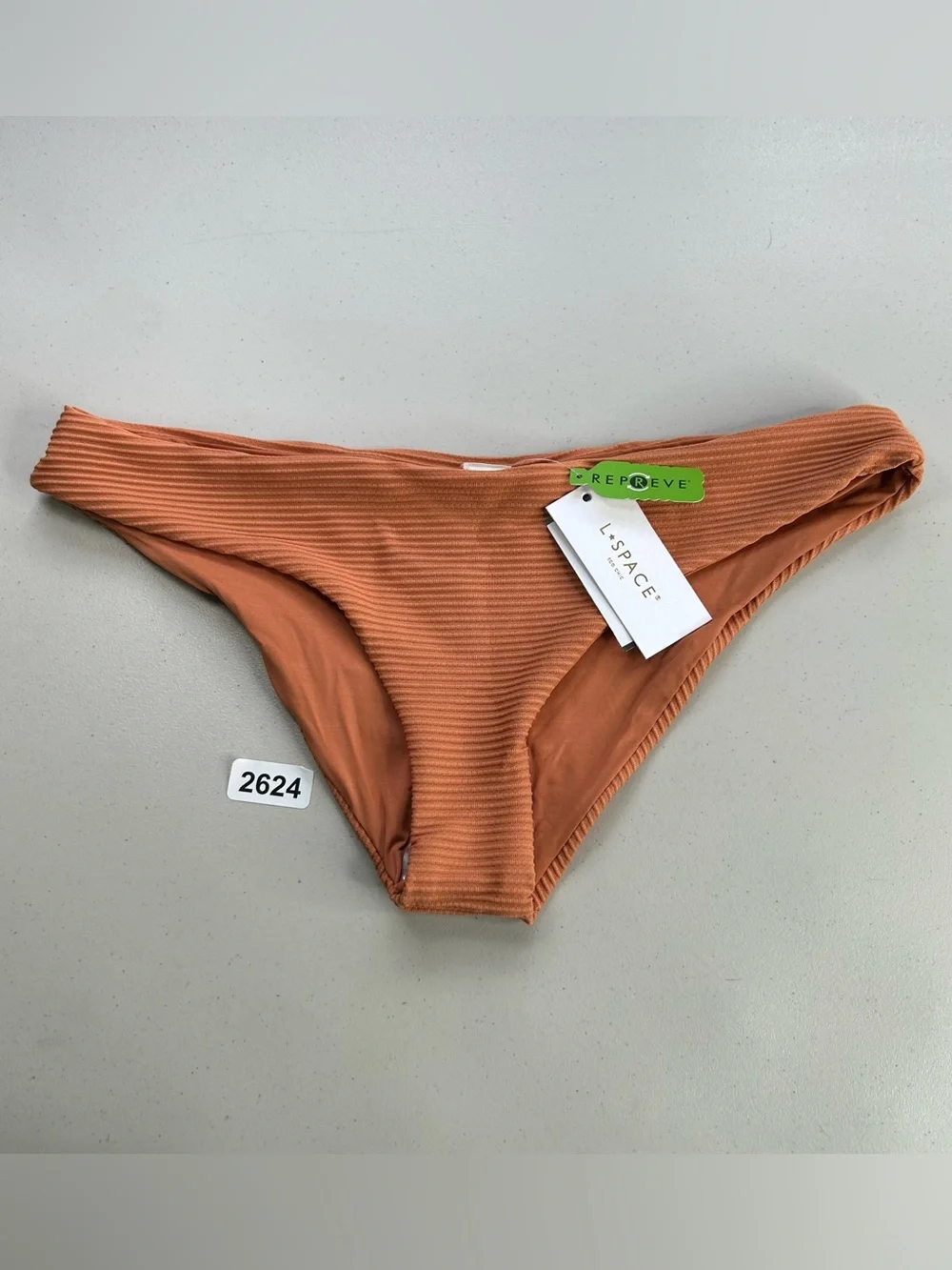 L*Space Tropical Orange Sandy Classic Bikini Bottom Size XL Ribbed New